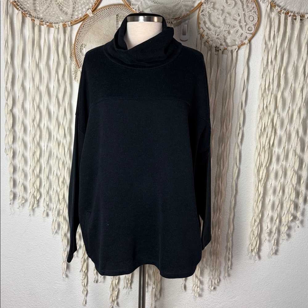 POETRY Navy Funnel Neck Drop Sleeve Pullover Sweatshirt US18